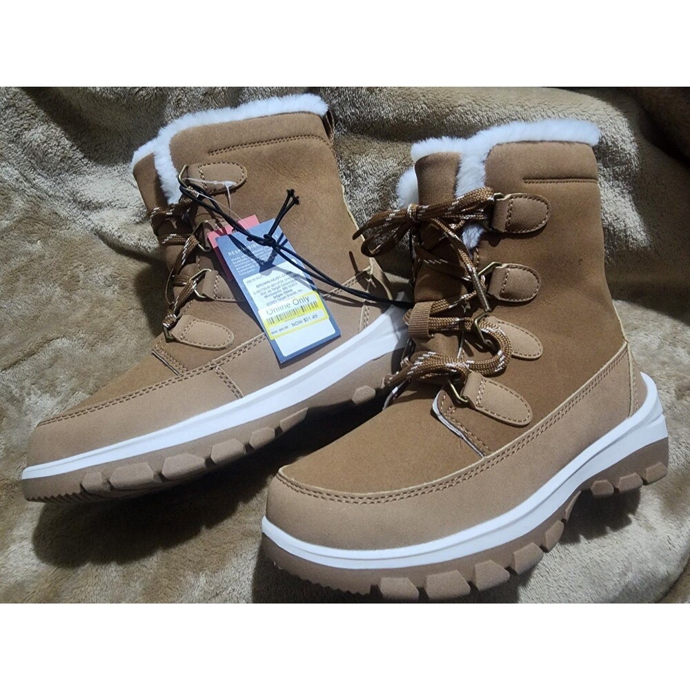 NEW WOMEN'S COGNAC CORIE WINTER HIKER BOOTS SZ 5